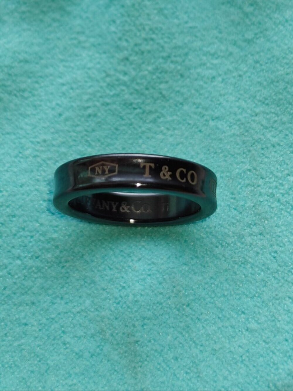 Tiffany & Co 1837 Black Titanium Narrow Band Ring Unisex 4mm Size 4
